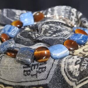2/$15 Brown and Blue Gemstone Bracelet - Stunning Handcrafted Jewelry Piece